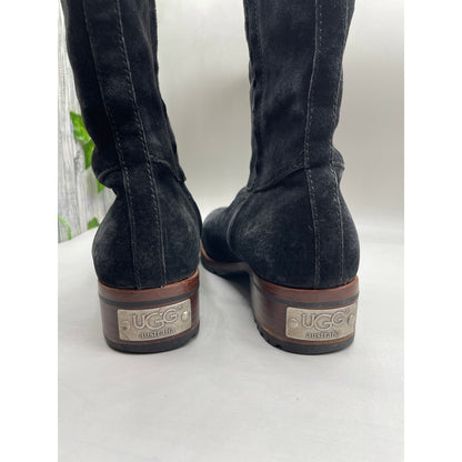UGG Broome Suede Tall Sherpa Lined Zipper Shearling Boots Size 7