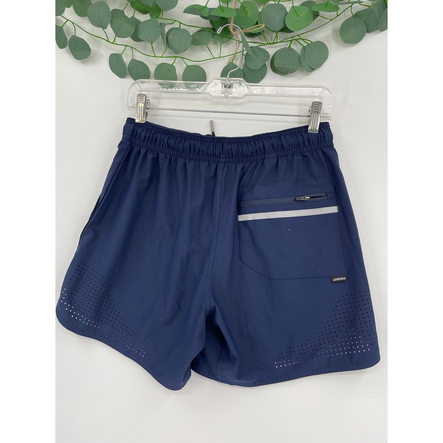 Legends Luka Mens Athletic Navy Blue Stretch Waist Draw String Shorts Small