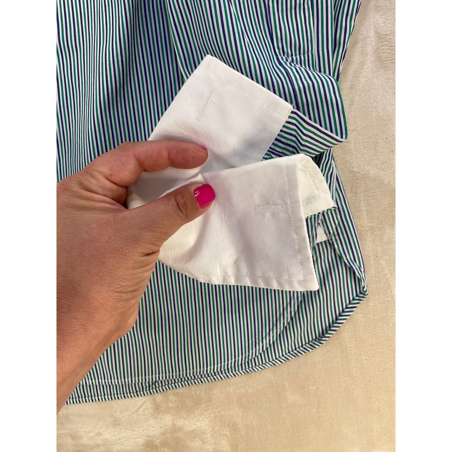 Vintage Turnbull & Asser Men’s Blue Striped %100 Cotton Dress Neiman Marcus Shirt 15.5/39