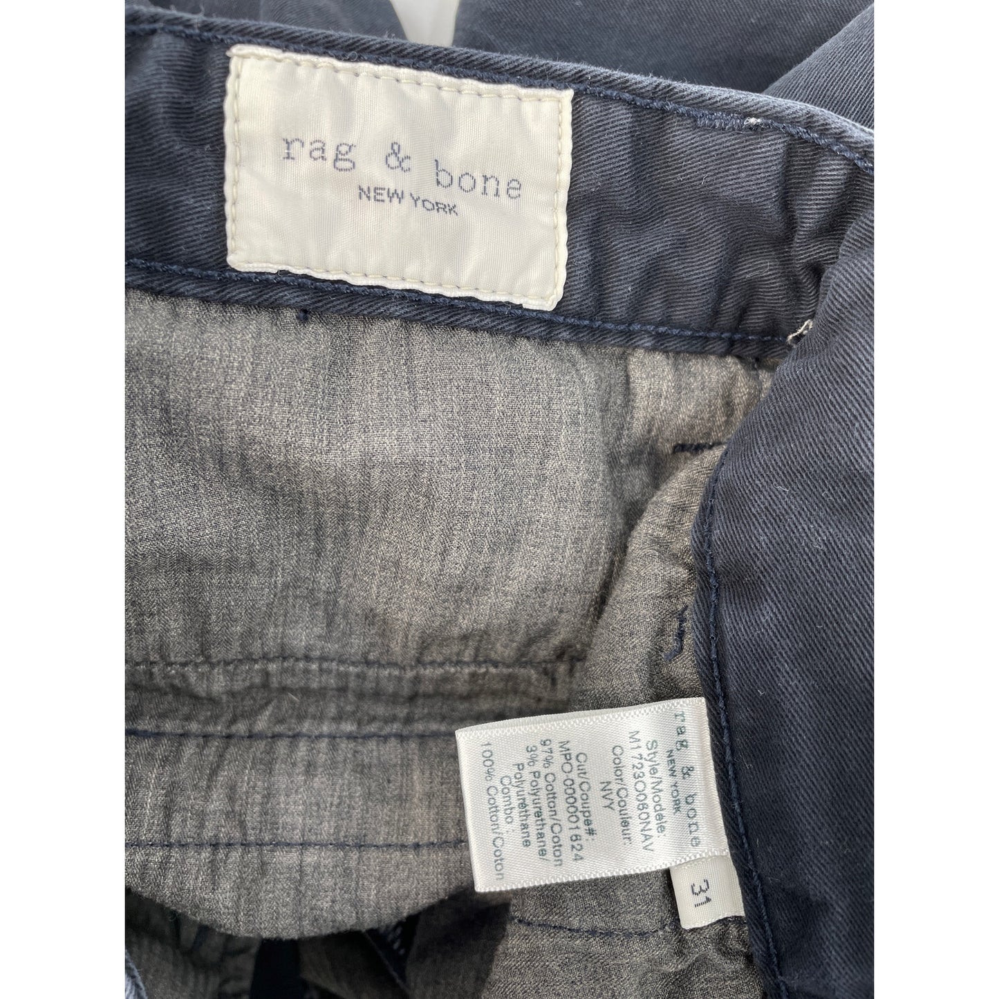 ran & bone Mens Fit Straight Twill Cotton Chino Navy Blue Pant Size 31