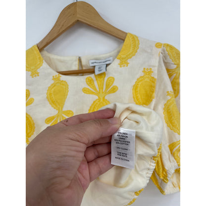 Cupcakes and Cashmere Yellow  Pineapple Linen Blend Top & Skirt Set Small