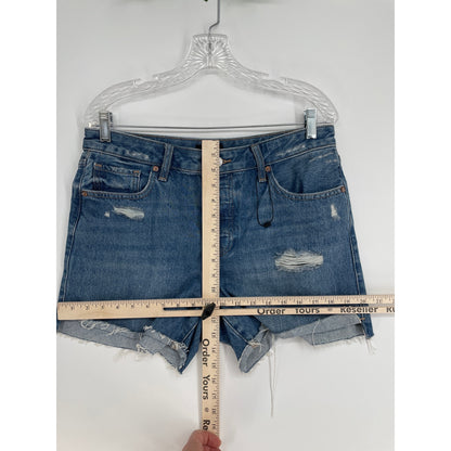 New Express Boyfriend Denim Distressed Shorts 8