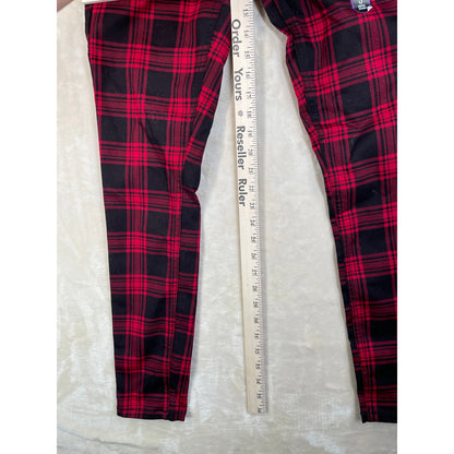 Hot Topic NWT Denim Hi Rise Super Skinny Red & Black Plaid Goth Punk Womans Pants Size 3