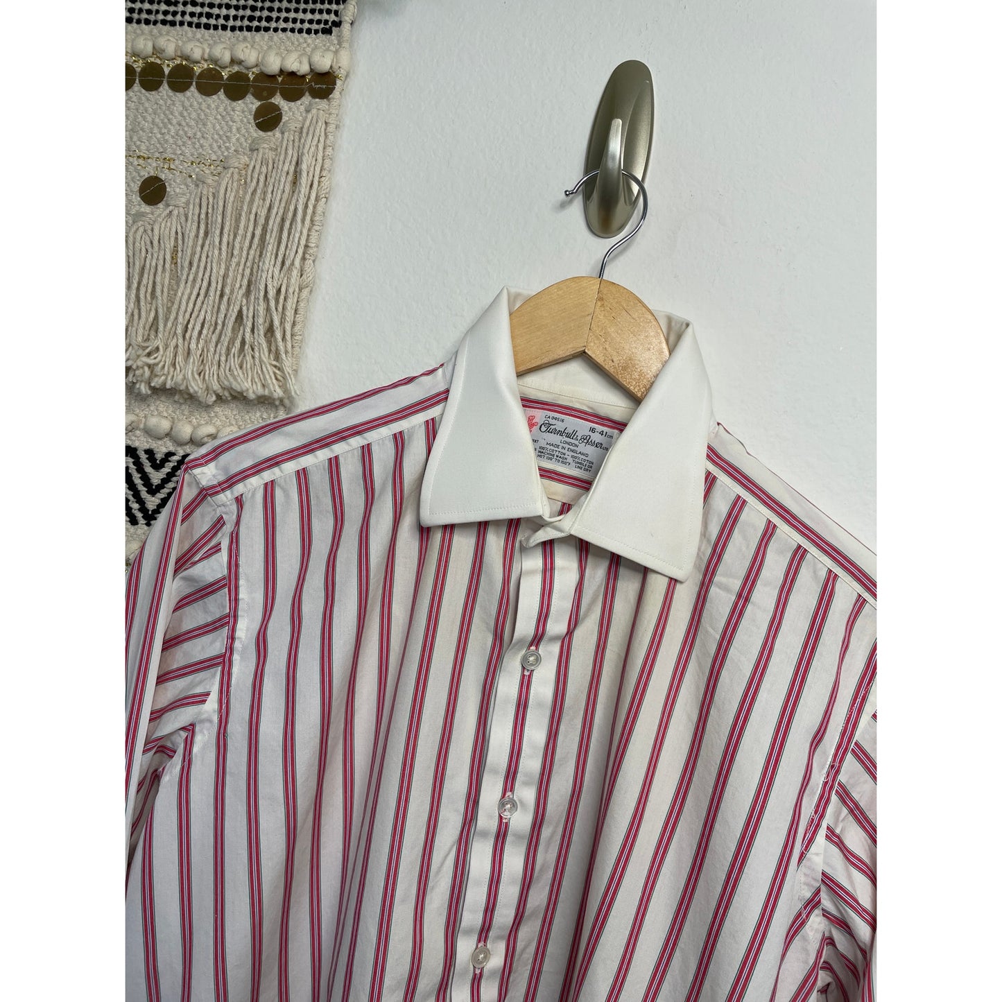 Vintage Turnbulls & Asser ltd %100 Cotton Made in England Mens Dress Stripped Shirt 16/41cm