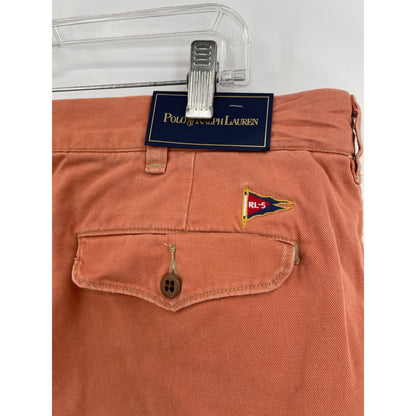 NWT Polo Ralph Lauren Burnt Orange Mens Bermuda Chino Flag Cotton Shorts 38