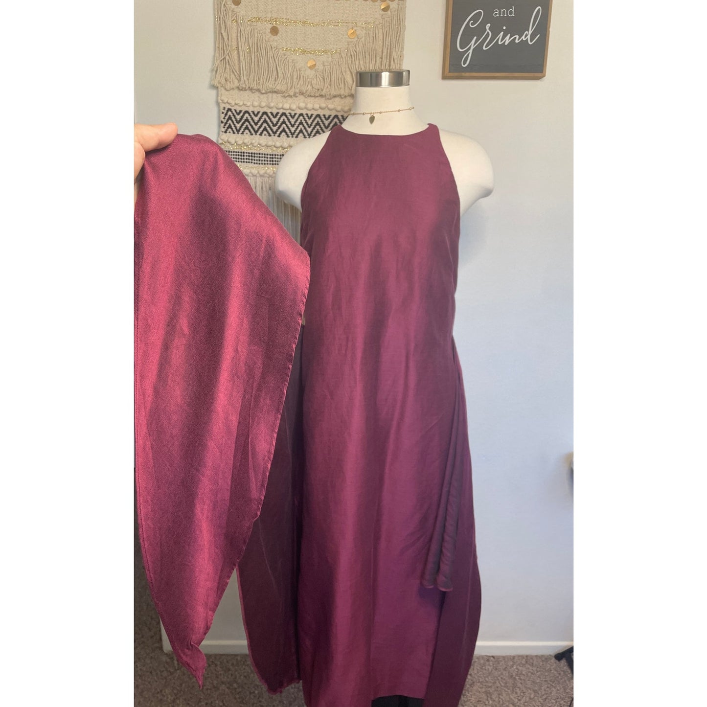 Bondi Born Organic Bulgarian Linen Burgundy Woman’s Wrap Tie Dress Made in Australia Large