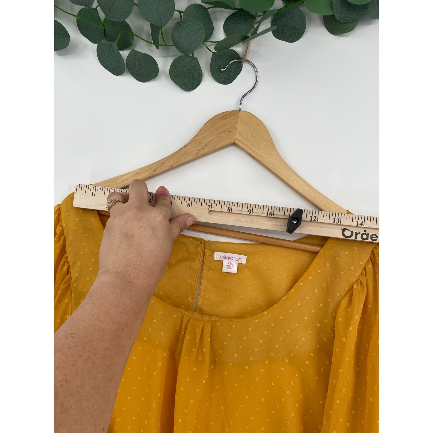 Xhilaration Yellow Lined Blouse With Sheer Open Sleeves XXL