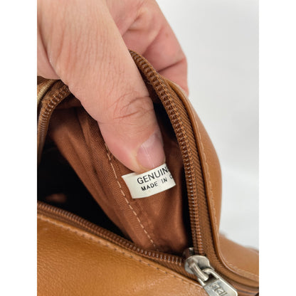 Piel Genuine Leather 2 Pocket Sling Back Pack Honey Color