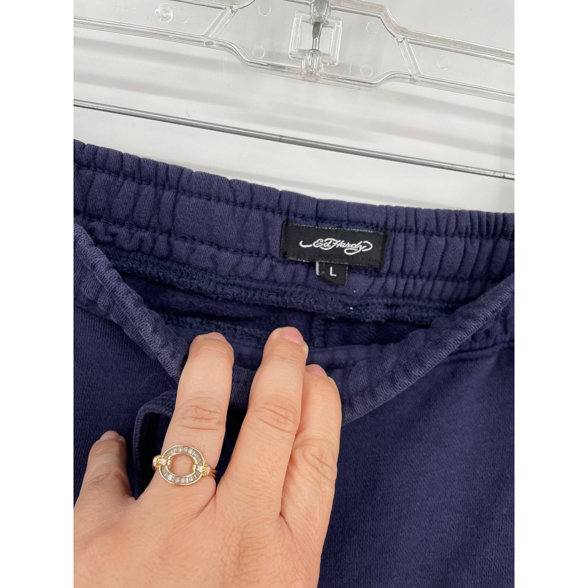 Ed Hardy Y2K Navy Blue Womans Lounge Casual Sweatpant Joggers Graphic Logo Large