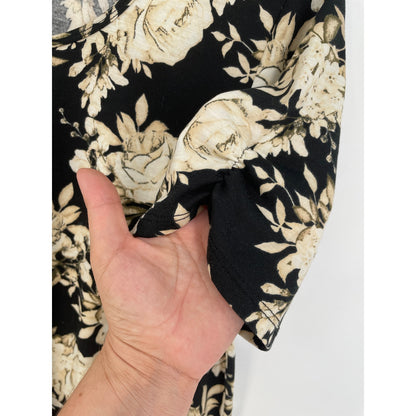 Lularoe Black Floral Morgan Flare Medium Short Sleeve Tee