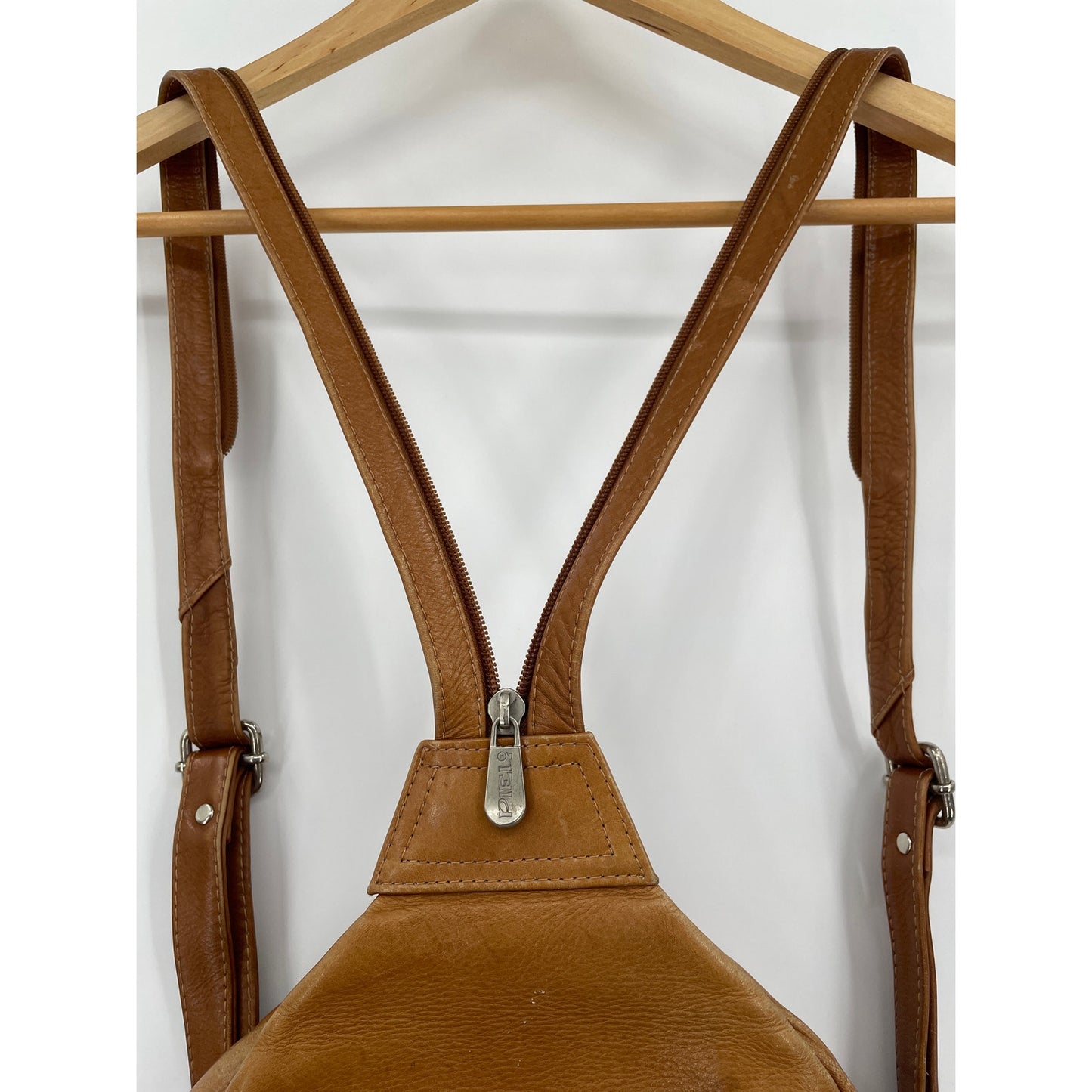 Piel Genuine Leather 2 Pocket Sling Back Pack Honey Color