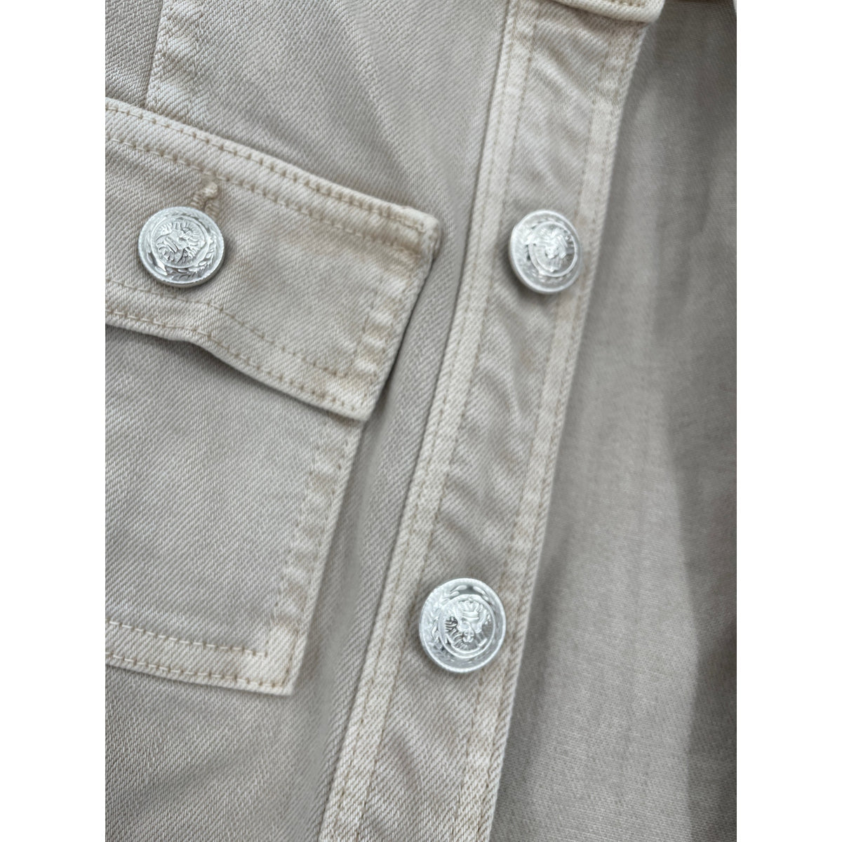 L'Angence Yari Collarless Open Front Four Flap Pockets Jacket Small