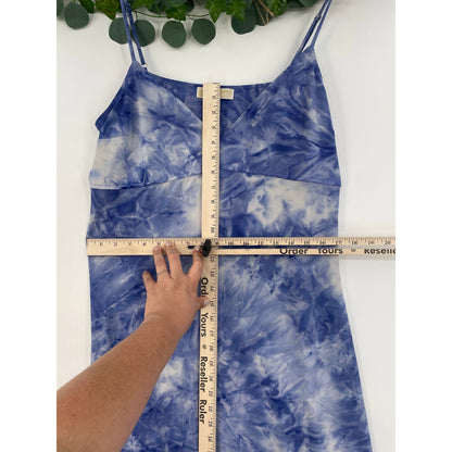 Micheal Kors Blue White Tie Dye Maxi V-Neck Dress