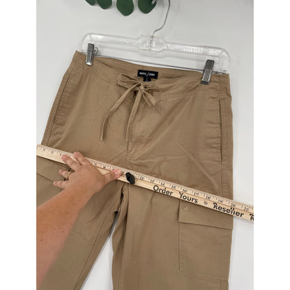 NWOT Nautica Woman Wide Leg Cargo Khaki Pull On Zipper Draw String Pant