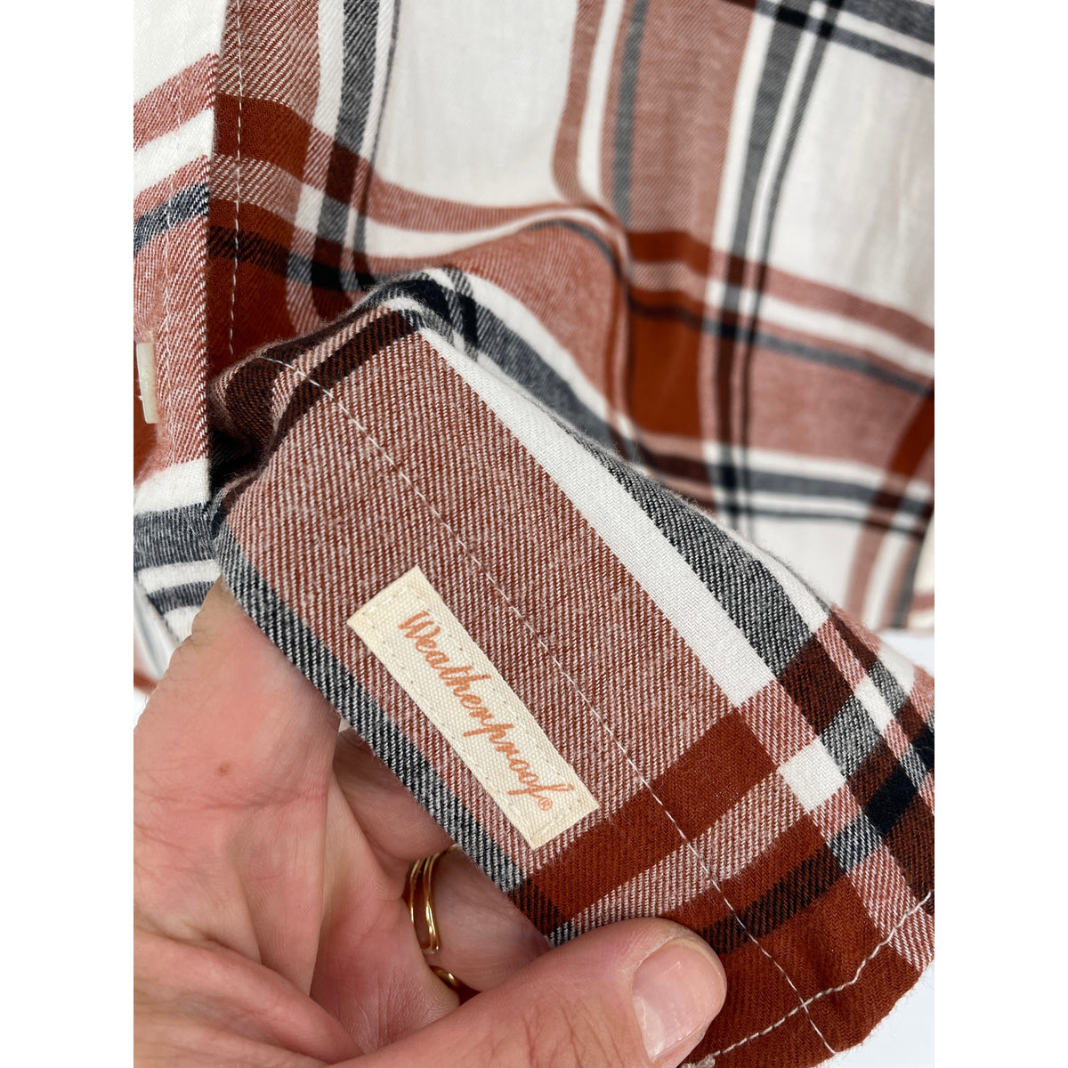 Weatherproof Womans Vintage Brown Plaid Flannel Comfort Stretch Button-Up Shirt XL