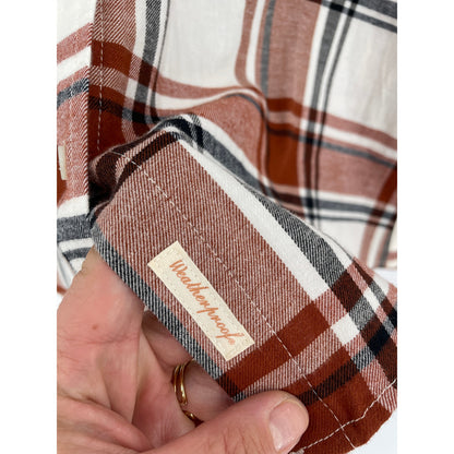 Weatherproof Womans Vintage Brown Plaid Flannel Comfort Stretch Button-Up Shirt XL