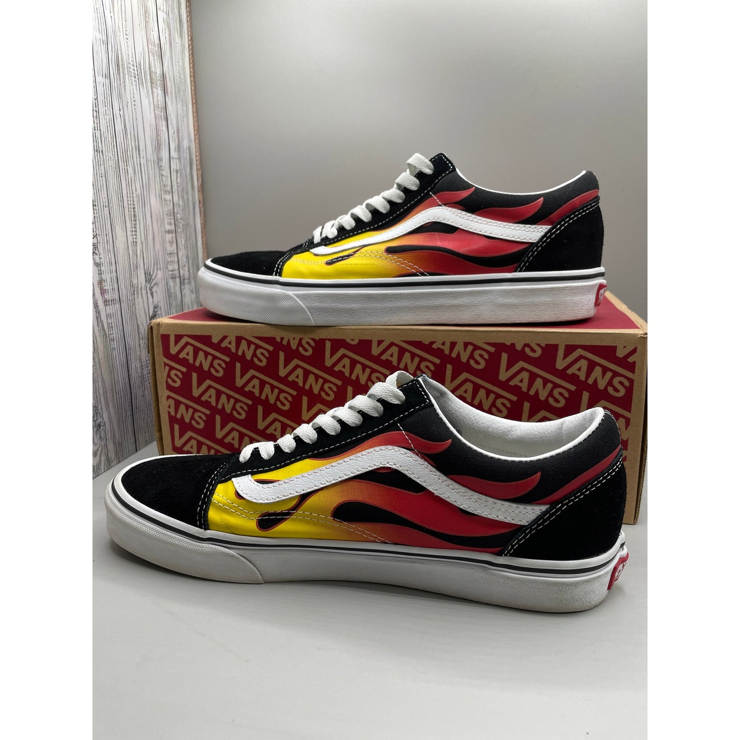 Vans Old Skool Fire Red Yellow Flame Men’s Sneakers 10