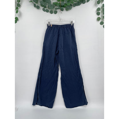 Lunya %100 Silk Pajama Navy Blue 2 Piece Set Top and Bottom XS