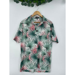 Bad Birdie Mens Multicolor Palm Floral Golf Performance Stretch Medium Polo