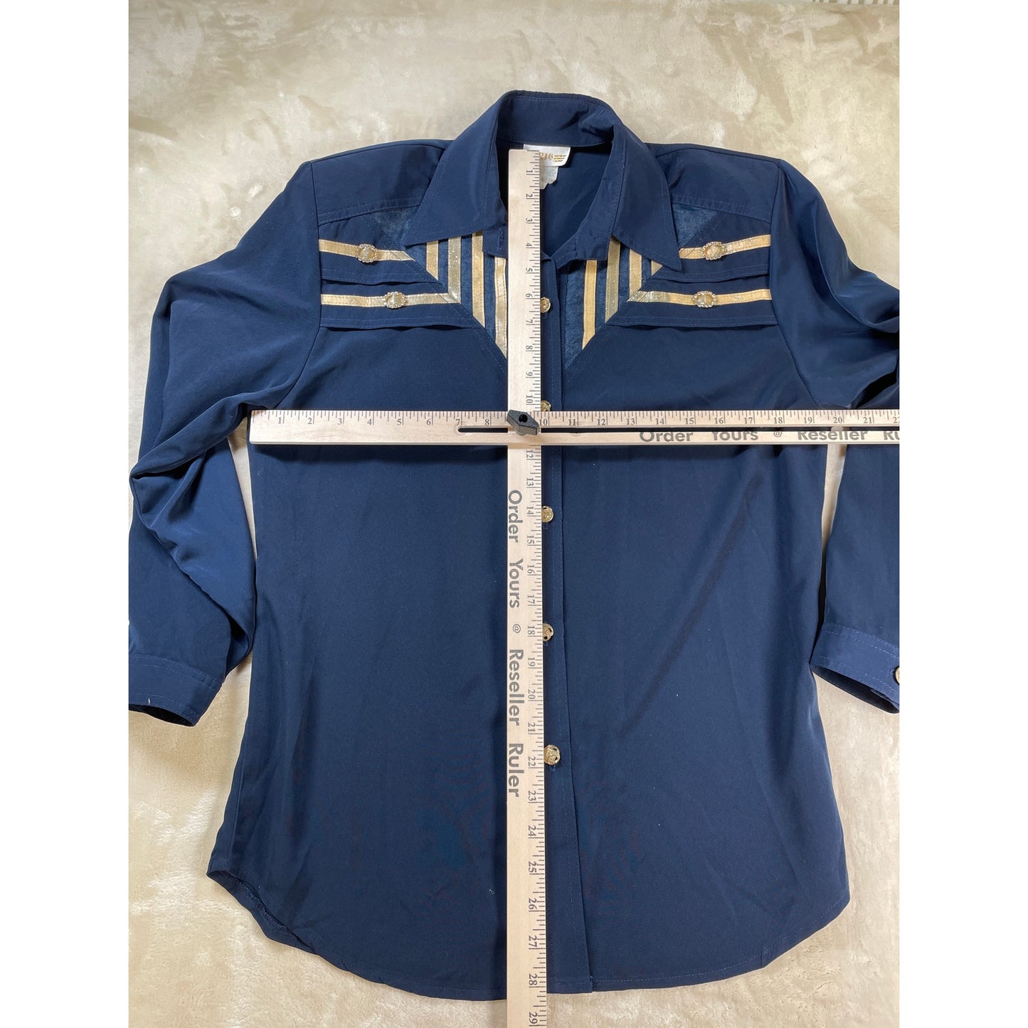 Vintage 80's Rio Woman’s Navy Captains Blouse Pant Suit Sailor Set Small