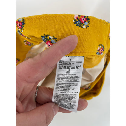Old Navy Womans Yellow Floral Pixie Ankle Stretch Pant Size 8