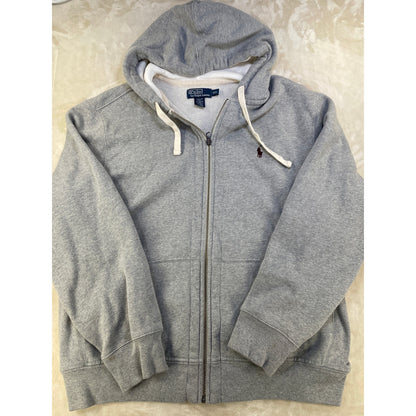 POLO RALPH LAUREN Vintage Stone Grey Full Zip Men’s Thermal Lined Hoodie Sweater XXL