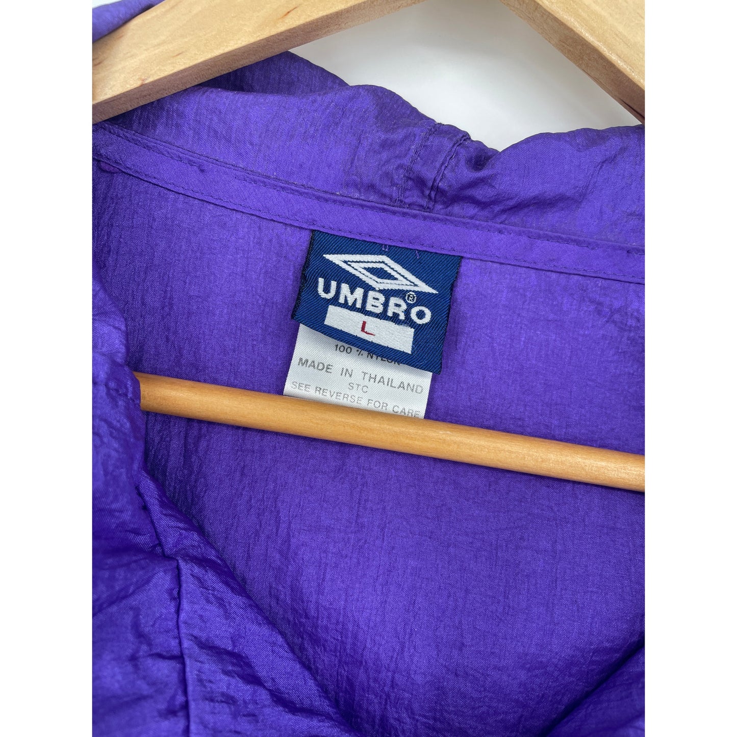 VTG 90's UMBRO Purple Unisex Hooded Zipper Windbreaker Jacket L