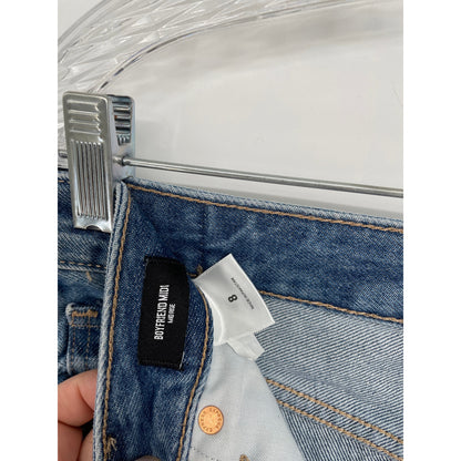 New Express Boyfriend Denim Distressed Shorts 8