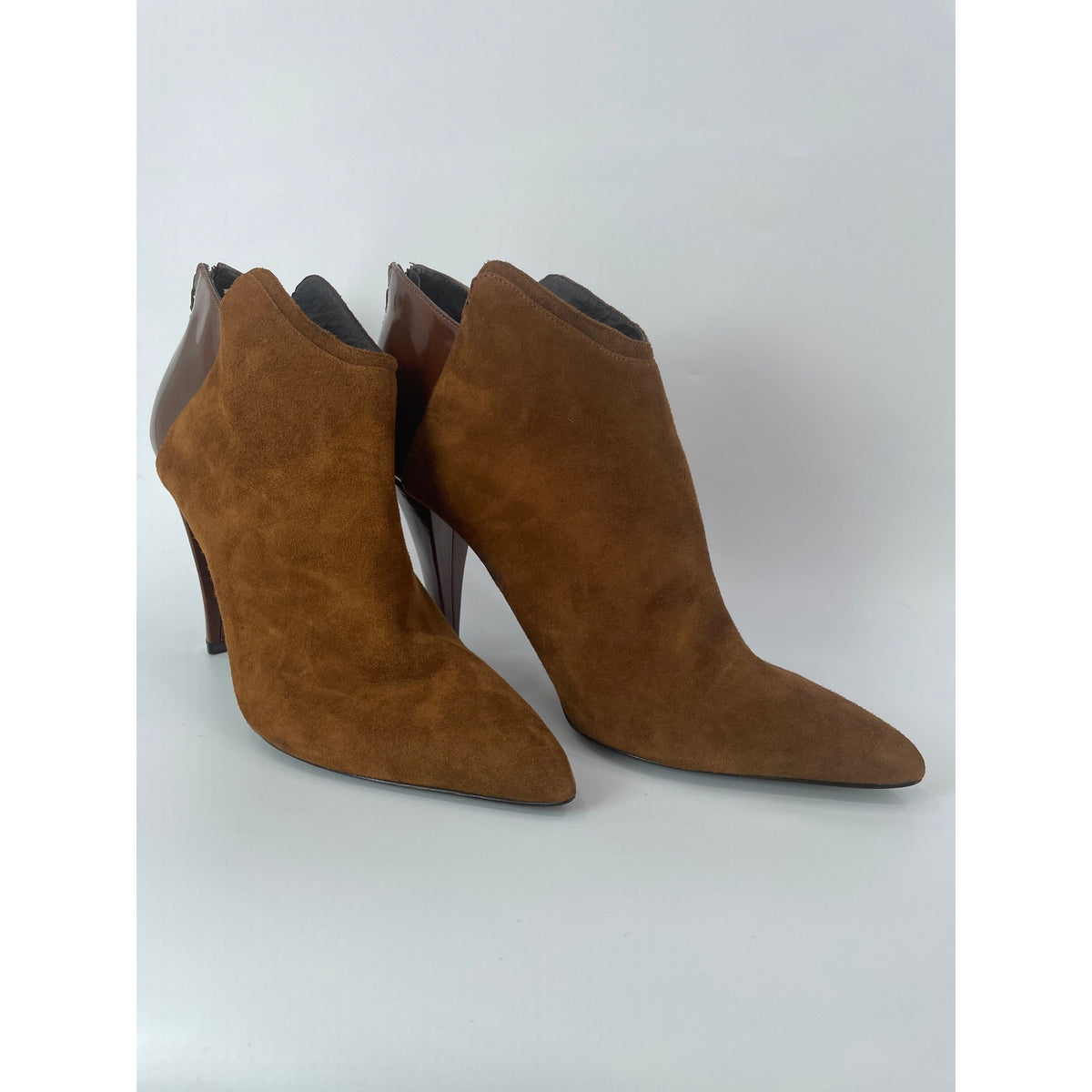 Pelle Moda Short Heeled Boots Tow Tone Chestnut Size 11 Med