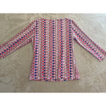 J. McLaughlin Catalina Cloth 3/4 Sleeve Signature Top Geometric Multicolor XS