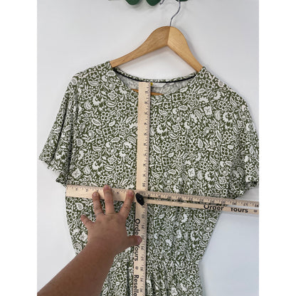 Boden Green Floral Paisley Jersey Dress Womans US 10R
