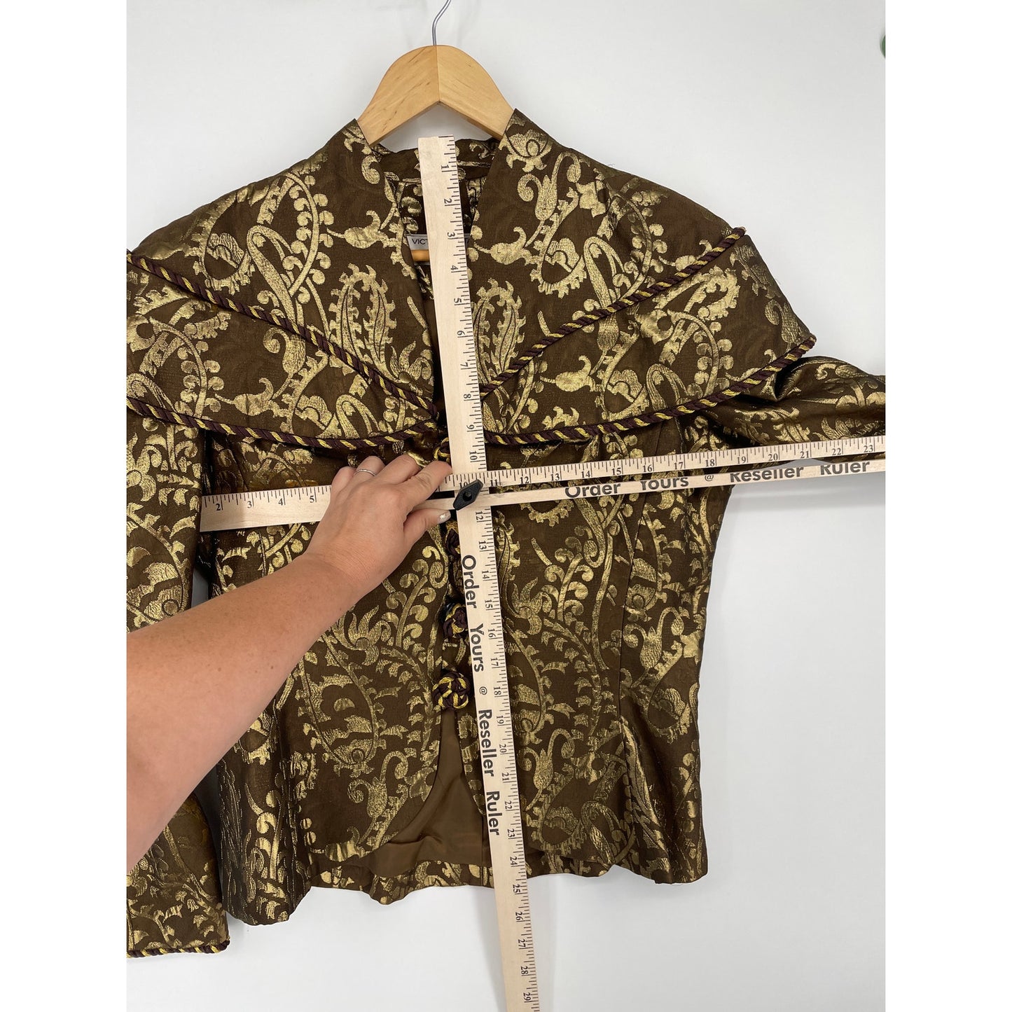 Vintage 1980s Victor Costa for Neiman Marcus Blazer & Skirt Brown Gold Suit