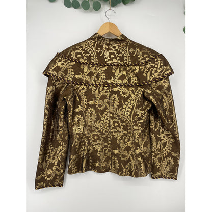 Vintage 1980s Victor Costa for Neiman Marcus Blazer & Skirt Brown Gold Suit