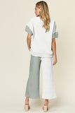 Woman's Style Collection Double Take Full Size Texture Contrast T-Shirt and Wide Leg Pants Set