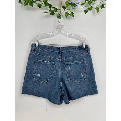 New Express Boyfriend Denim Distressed Shorts 8