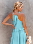 Woman's Style Collection Ruffled Sleeveless Tiered Maxi Dress with Pockets