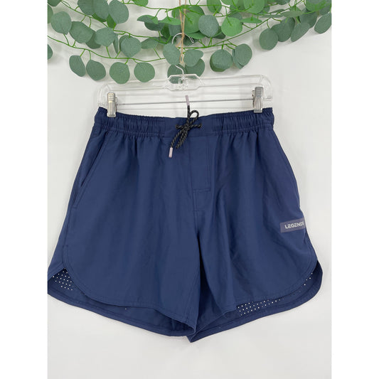 Legends Luka Mens Athletic Navy Blue Stretch Waist Draw String Shorts Small