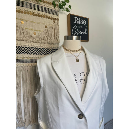 Mina Self Woman’s White One Button Blazer Vest XXL