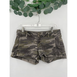 Express Woman Camo Mid-Rise Button-fly Zipper Y2K Shortie Shorts Size 6