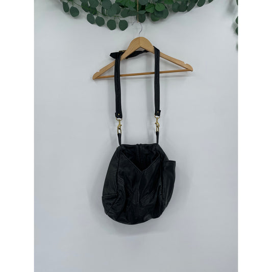 Victoria Leather Co "The Original" Made in the USA Black Genuine Leather Bucket Bag Purse