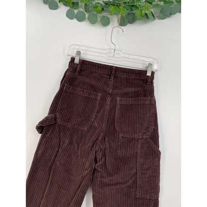 Pacsun Brown Corduroy 90's Boyfriend Carpenter Straight Wide Pants Size 25