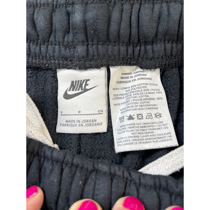 Nike Black Mens Fleece Sweat Pant Short Large White Swish S