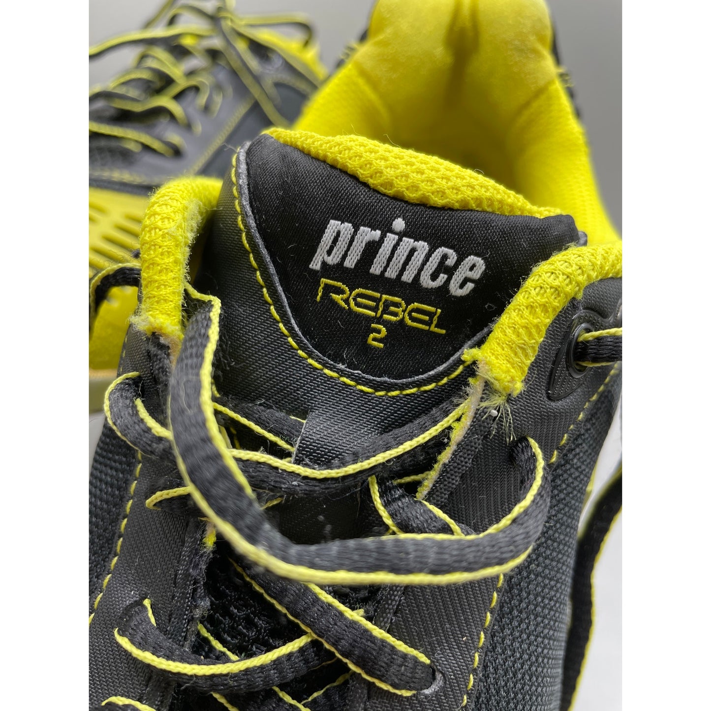 Prince Rebel 2 Black & Yellow Tennis Lace Up Mens Sneakers 11.5