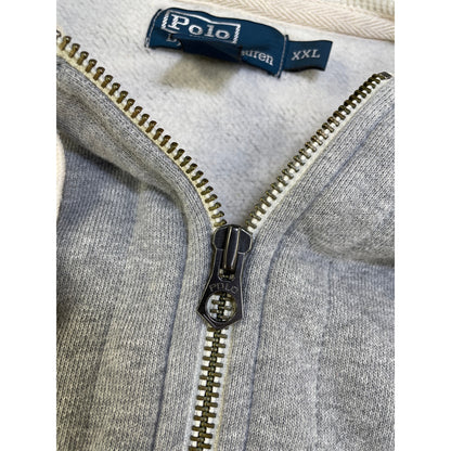 POLO RALPH LAUREN Vintage Stone Grey Full Zip Men’s Thermal Lined Hoodie Sweater XXL