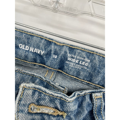 Old Navy Woman Retro Y2K Style Extra High Rise Wide Leg Cuffed Drapey Denim Size 10