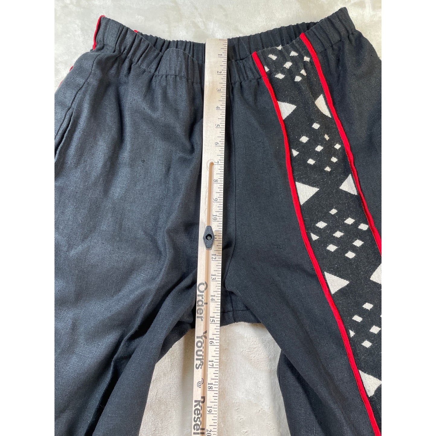 Unisex Vintage NIA Linen Cotton Black and Red Tribal Ethnic Shirt & Pant Set Suit M
