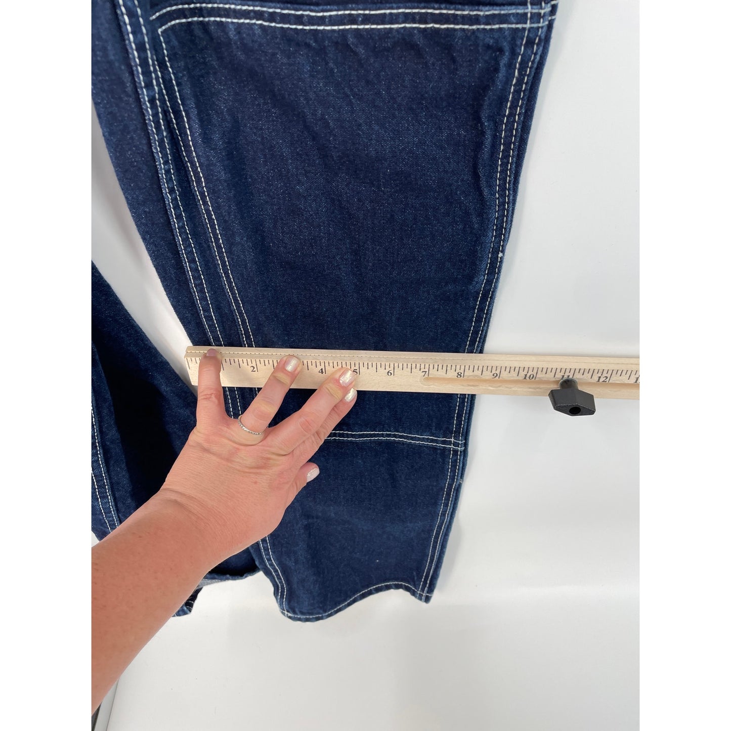 J.Galt Dark Denim Woman Carpenter Painters Jeans White Stitching Small