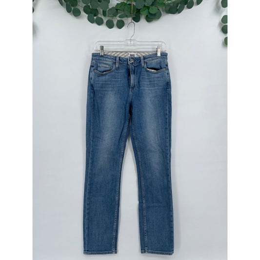 Paige Medium Wash Carter Slim Mid Rise Straight Leg Denim Jeans Size 28