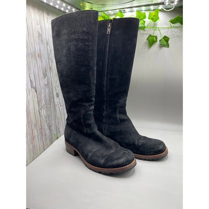 UGG Broome Suede Tall Sherpa Lined Zipper Shearling Boots Size 7