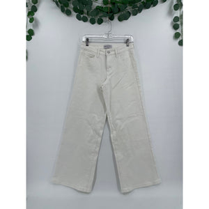 Ashley Mason Premium Off White High Rise Wide Leg Zipper Denim Jeans 5/27